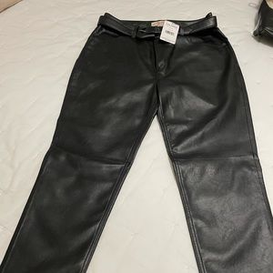 Free People faux leather belted pants NWT